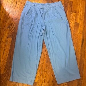A New Day Blue Pleat Front Linen Trousers